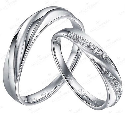 Marryring 钻石 钻戒18K白金 结婚戒指女钻戒   对戒